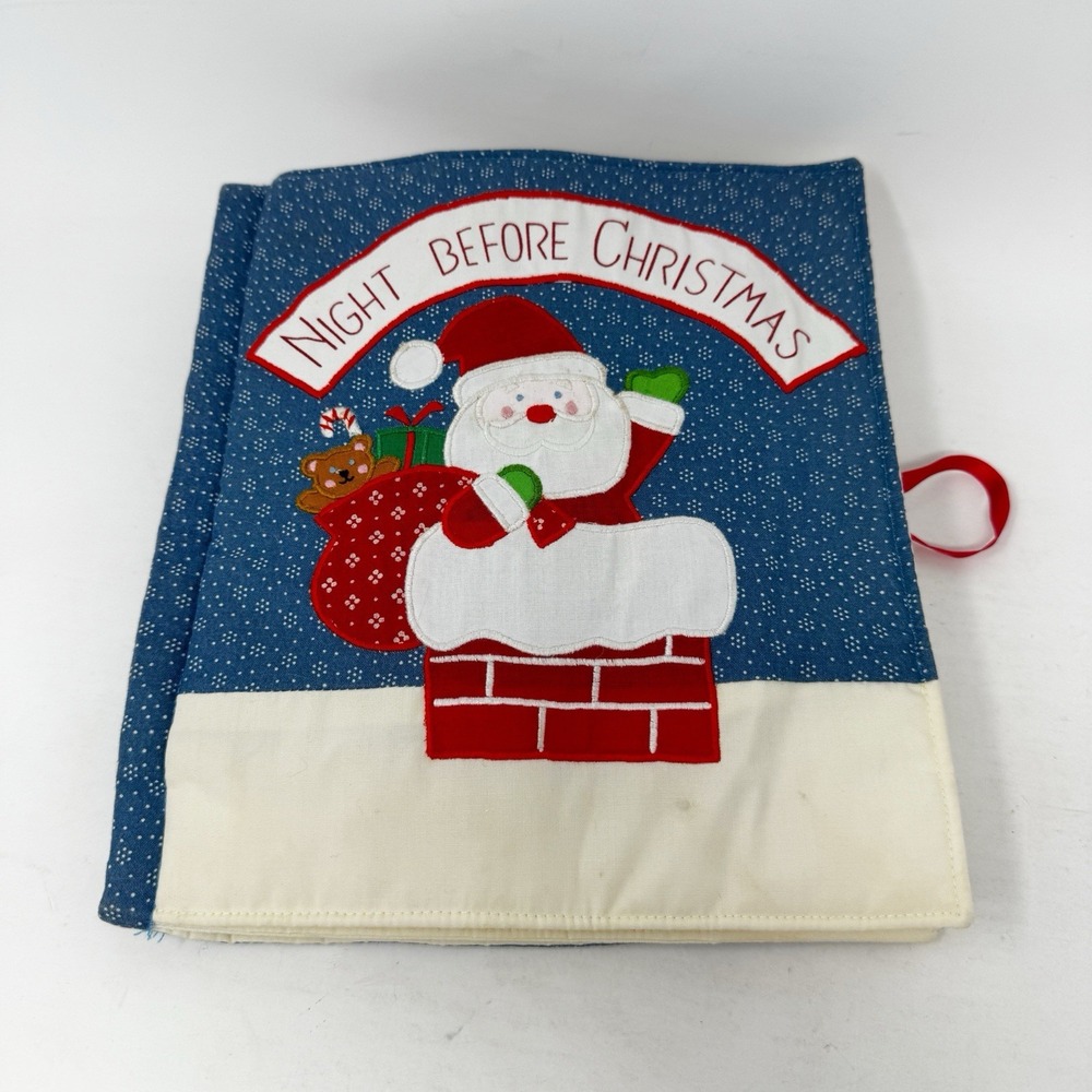 Vintage House Of Hatten Inc Fabric Book Night Before Christmas‎ Santa Cloth Play